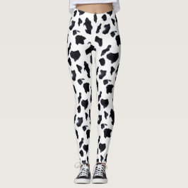 Black White Cow Print Leggings