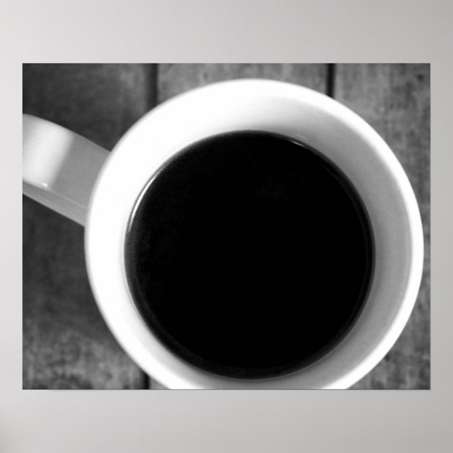 Black & White Cup of Coffee on a Old Crate 16x20 Poster (Vorne)