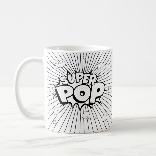 Black & White D.I.Y. SUPER POP Comic Book Pop Art  Kaffeetasse (Links)
