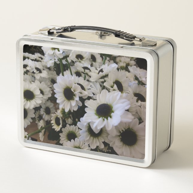 Black & White Daisy - Metall Brotdose (Rückseite)