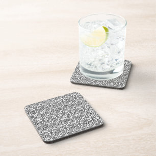 Black & White Damask Cork Coasters Untersetzer