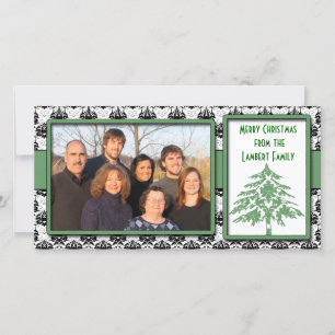 Black & White Damask GreenTree Frohe Weihnachten