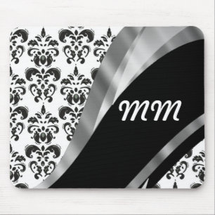 Black & White Damask Mousepad