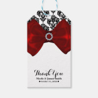 Black & White Damask Red Bow Glam Sweet 16 Party