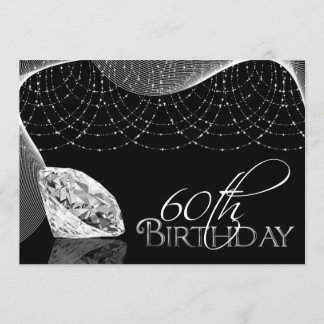 Black & White Diamond 60. Geburtstag Einladungen