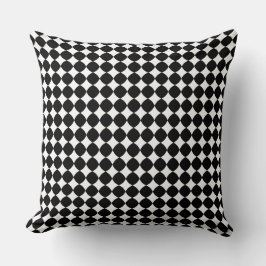 Black & White Diamond Checker Pattern Throw Pillow Kissen