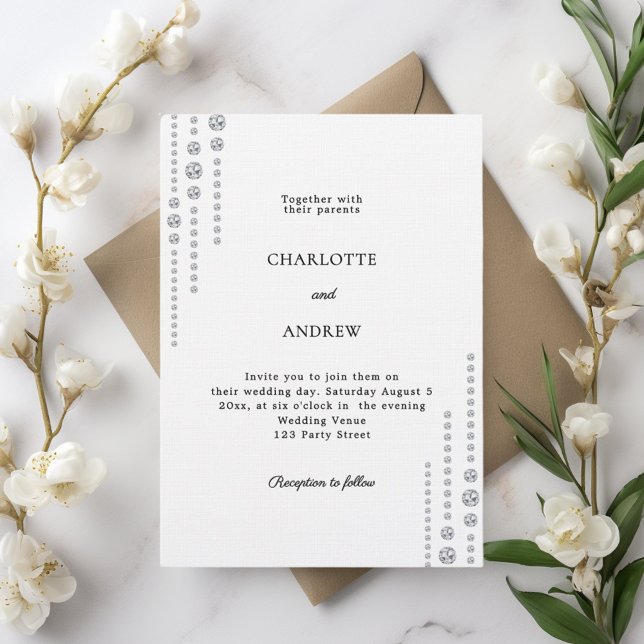 Black white diamonds luxury wedding einladung (Von Creator hochgeladen)