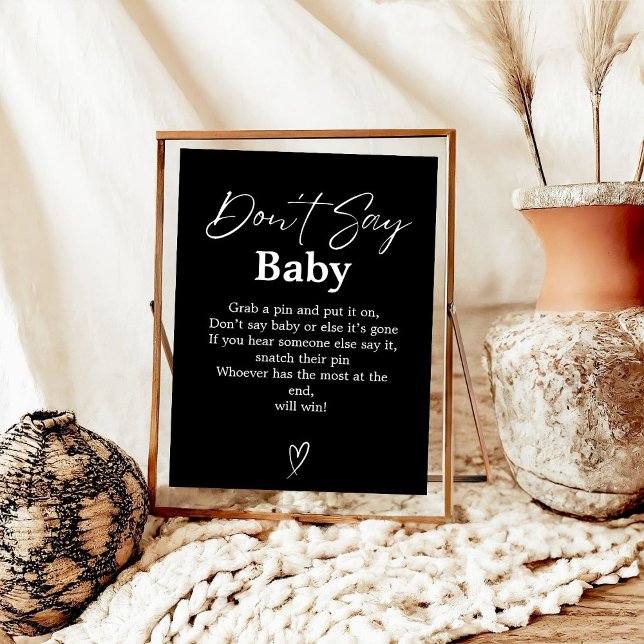 Black & White Don't Say Baby Shower Game Schild (Von Creator hochgeladen)