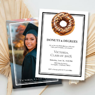Black & White Donuts und Degree Foto Abschluss Einladung