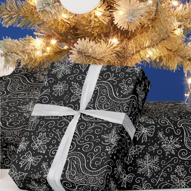Black & White Doodle Geschenkpapier (Von Creator hochgeladen)