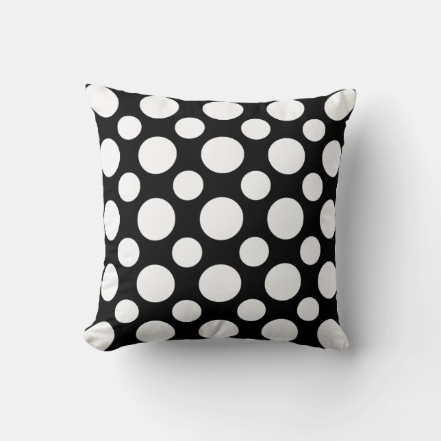 Black White Dot Pattern Kissen (Vorderseite)