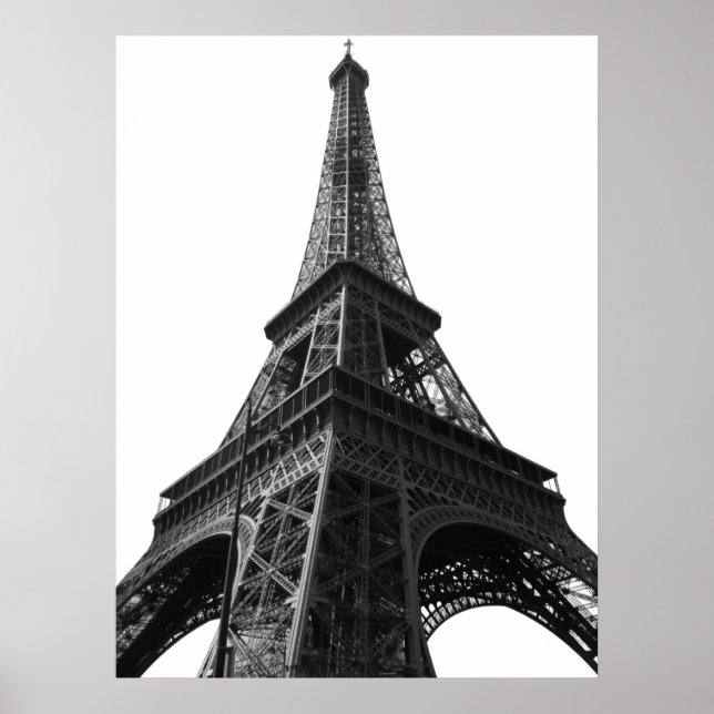 Black & White Eiffel Tower Paris Europa Reisen Poster (Vorne)