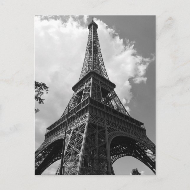 Black & White Eiffel Tower Paris Europa Reisen Postkarte (Vorderseite)