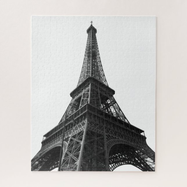Black & White Eiffel Tower Paris Europa Reisen Puzzle (Vertikal)