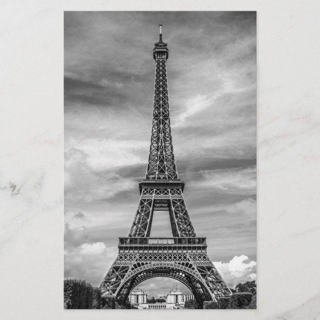 Black & White Eiffel Tower Paris Frankreich Briefpapier (Vorderseite)