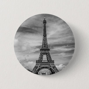 Black & White Eiffel Tower Paris Frankreich Button