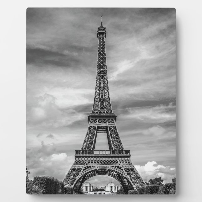 Black & White Eiffel Tower Paris Frankreich Fotoplatte (Vorderseite)