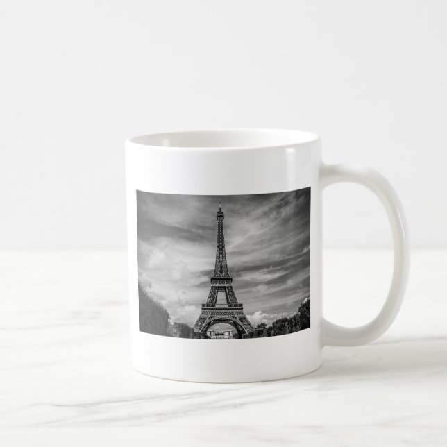 Black & White Eiffel Tower Paris Frankreich Kaffeetasse (Rechts)