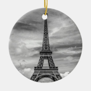 Black & White Eiffel Tower Paris Frankreich Keramik Ornament