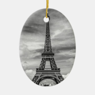 Black & White Eiffel Tower Paris Frankreich Keramikornament