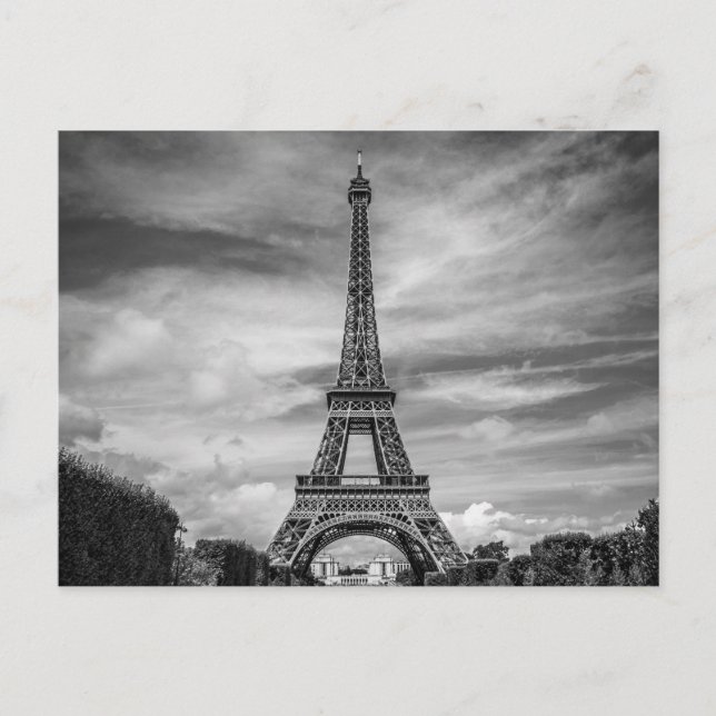 Black & White Eiffel Tower Paris Frankreich Postkarte (Vorderseite)