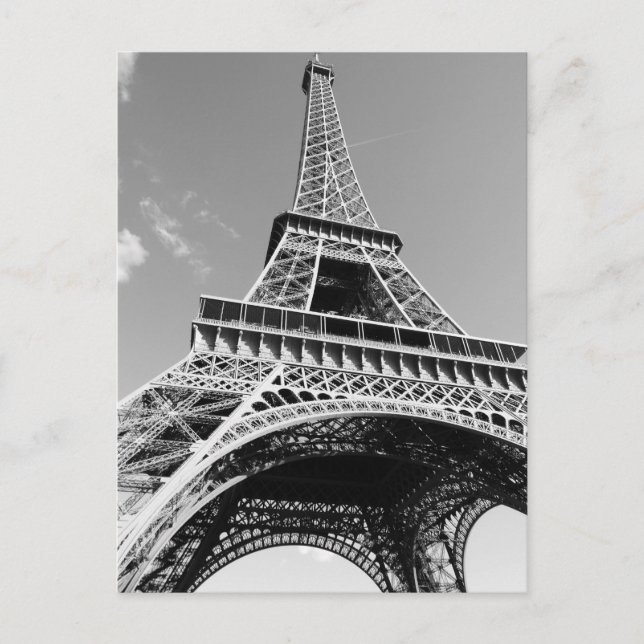 Black & White Eiffel Tower Paris Frankreich Postkarte (Vorderseite)