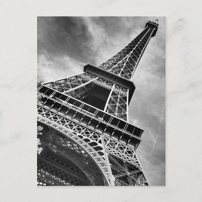 Black & White Eiffel Tower Paris Postkarte (Vorderseite)