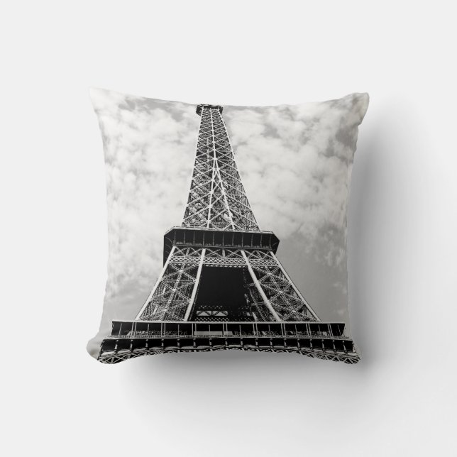 Black & White Eiffel Tower Paris Reisen Kissen (Vorderseite)