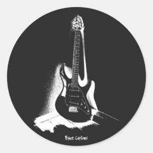 Black & White Electric Gitarre - Aufkleber