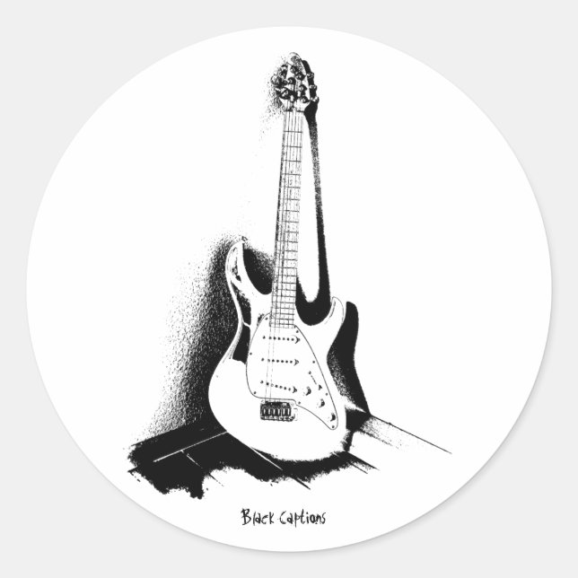 Black & White Electric Gutiar - Aufkleber (Vorderseite)