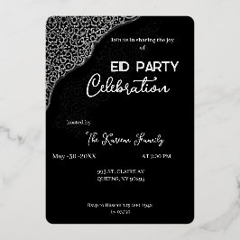 Black & white elegant Eid Party Invitation Folien Feiertagskarte