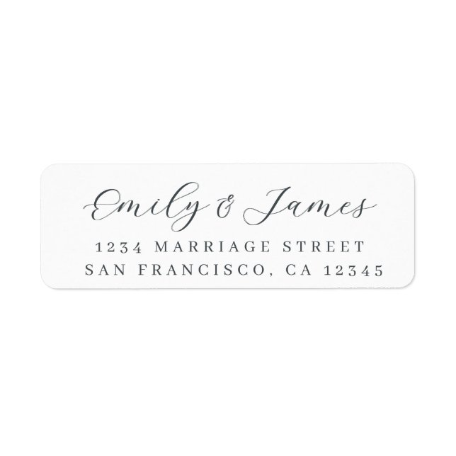 Black White Elegant Script Return Address Label (Vorne)