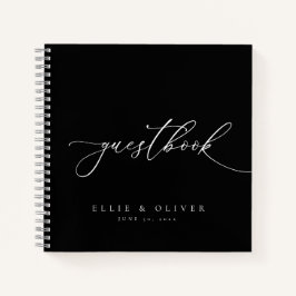 Black & White Elegant Wedding Guest Book Notizbuch