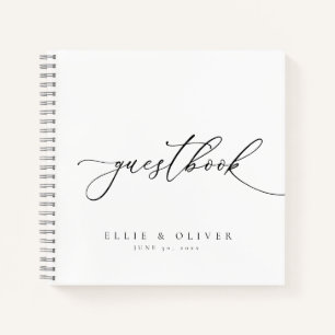 Black & White Elegant Wedding Guest Book Notizbuch