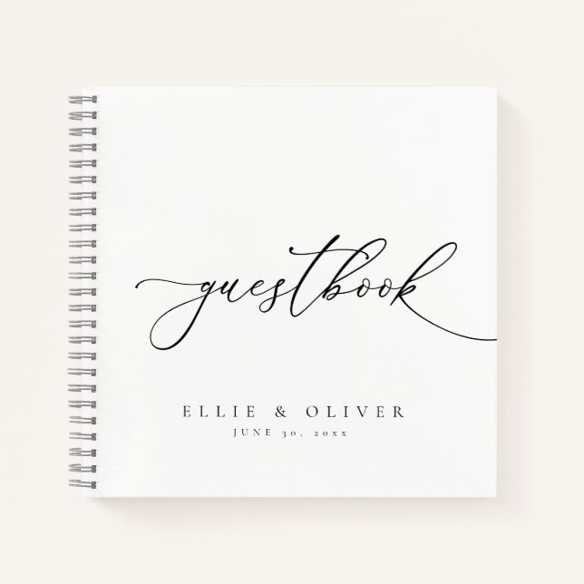 Black & White Elegant Wedding Guest Book Notizbuch (Vorderseite)