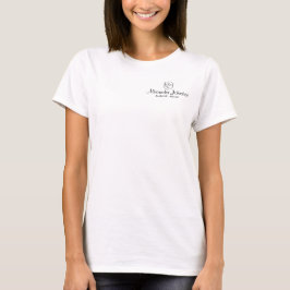 Black & White Employee Name Business Logo T-Shirt