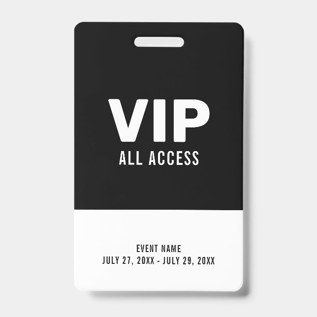 Black & White Event VIP All Access Pass Event ID Ausweis (Vorderseite)