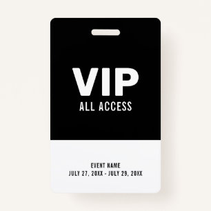 Black & White Event VIP All Access Pass Event ID Ausweis