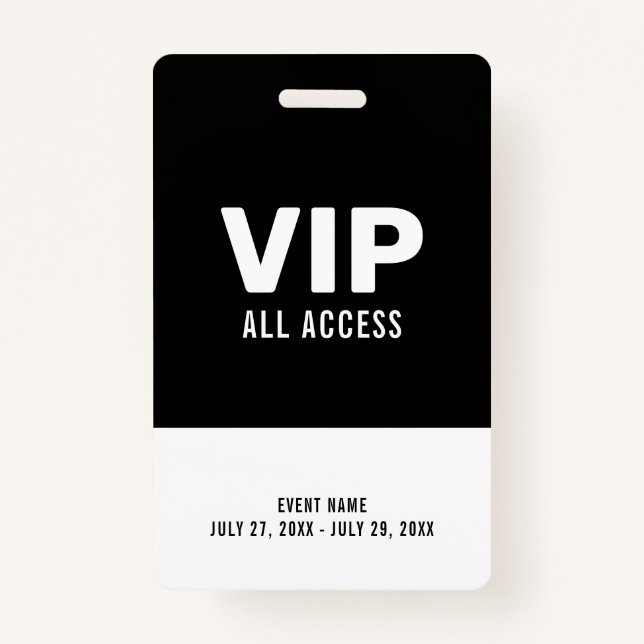Black & White Event VIP All Access Pass Event ID Ausweis (Vorderseite)