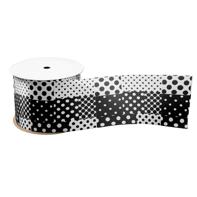 Black White Fashion Polka Dots Style Design  Satinband (Von Creator hochgeladen)