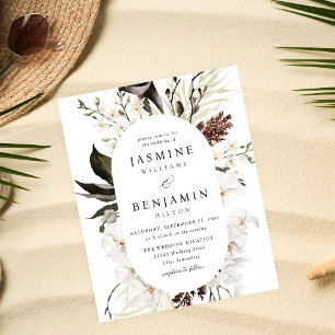 Black & White Floral Beachy Hochzeit Flyer