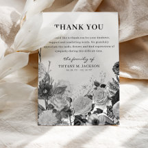 Black & White Floral Bereavement Funeral Thank You