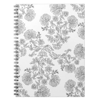 Black White Floral Notizblock
