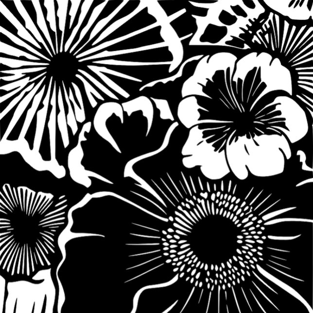 Black White Floral Pattern Bold Botanical Aestheti iPhone Hülle (Von Creator hochgeladen)