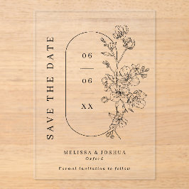 Black & White Floral Photo Wedding Save the Date Acryleinladungen