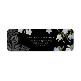 Black & White Floral Wedding return address labels