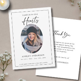 Black White Forever in Our Hearts Funeral Dankeskarte