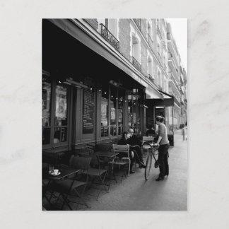 Black & White Foto Street Café in Paris Postkarte