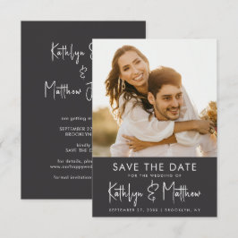Black & White Fun Script Modernes Foto Hochzeit Save The Date