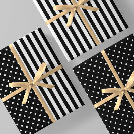 Black & White Fun & Unique Stripes & Polka Dots Geschenkpapier Set